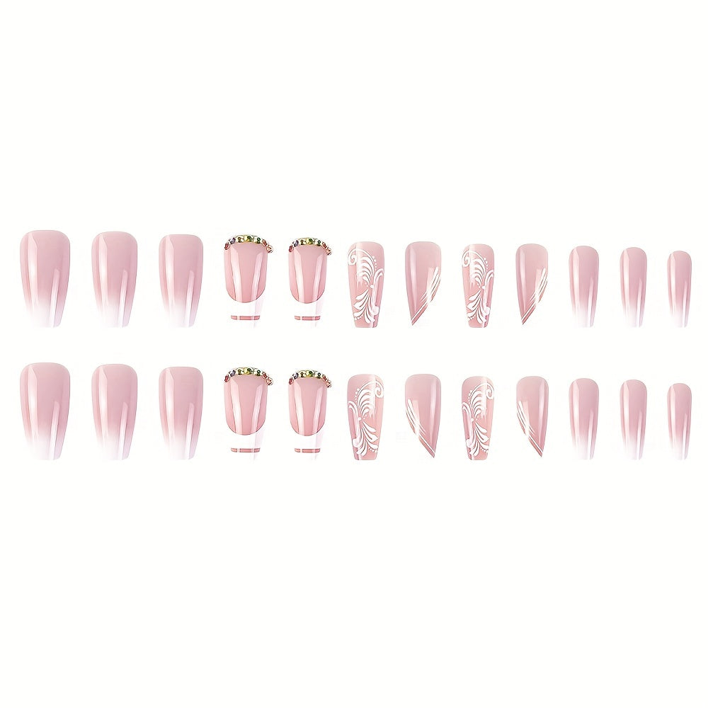 Novari Glossy White Flower and Rhinestone Design