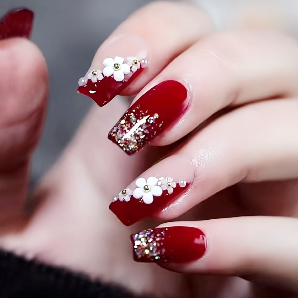 Novari Red Camellia French Nails