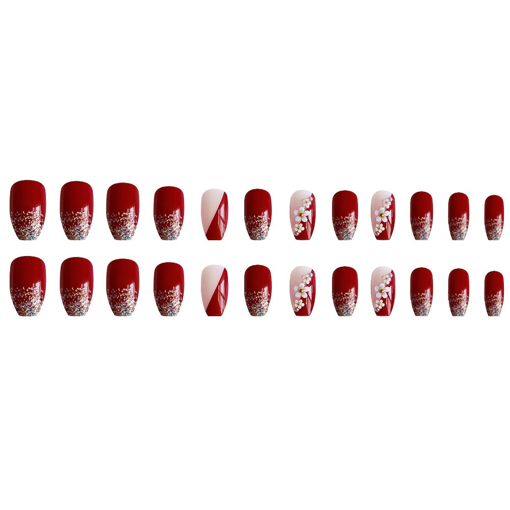 Novari Red Camellia French Nails