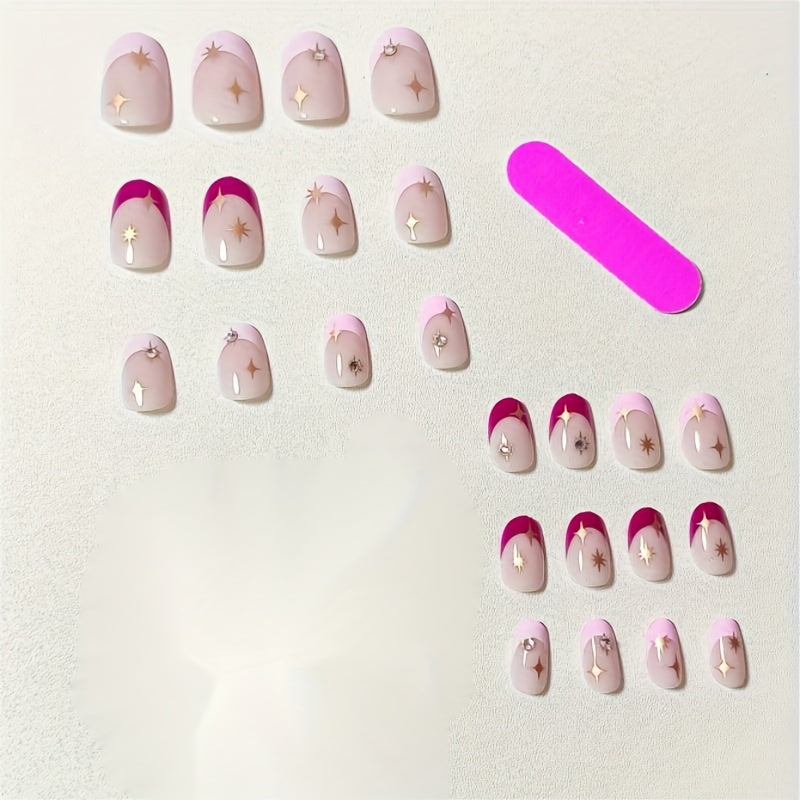 Novari Glossy Short Oval Pink&Purple