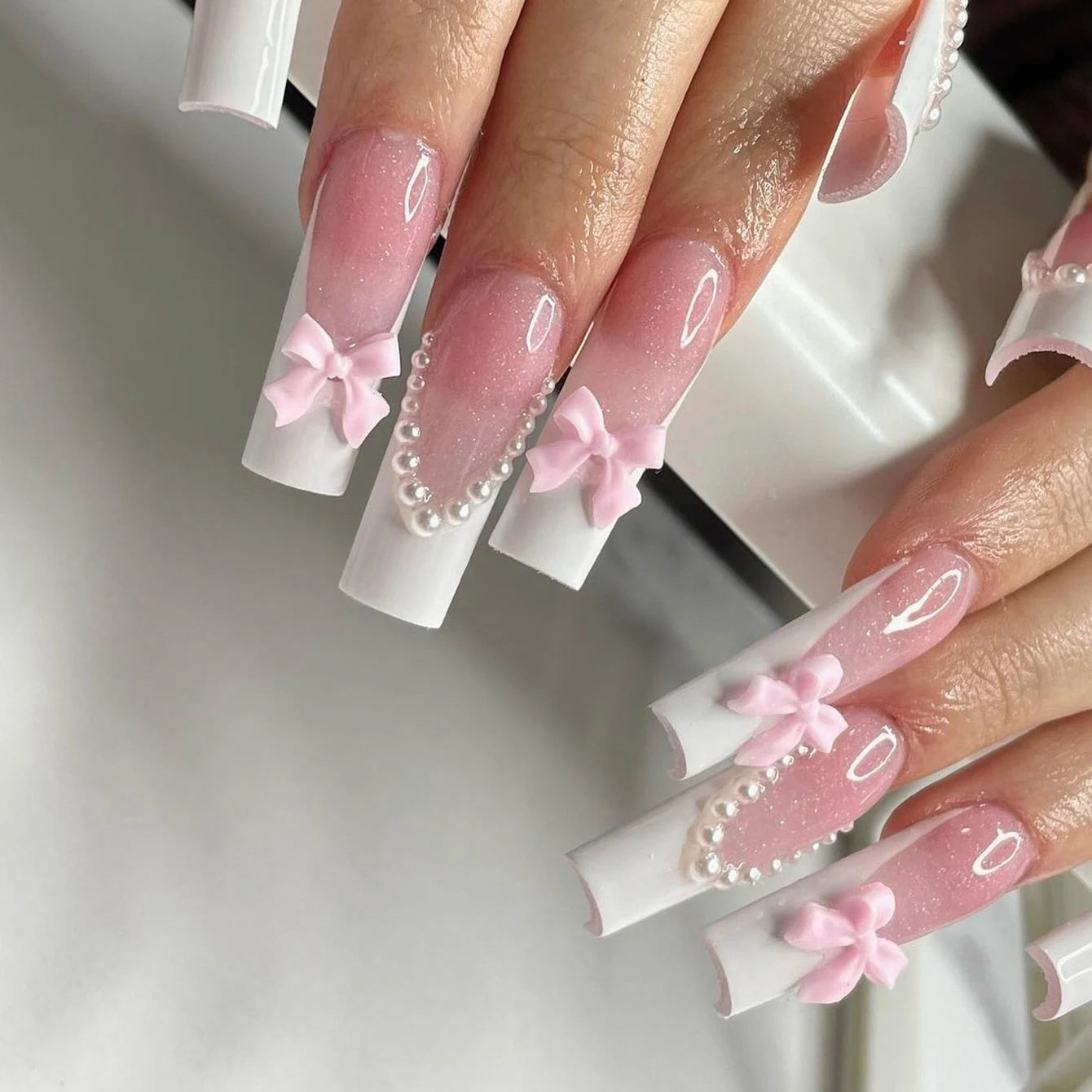 Novari Medium Nails Stiletto Pink French Trim