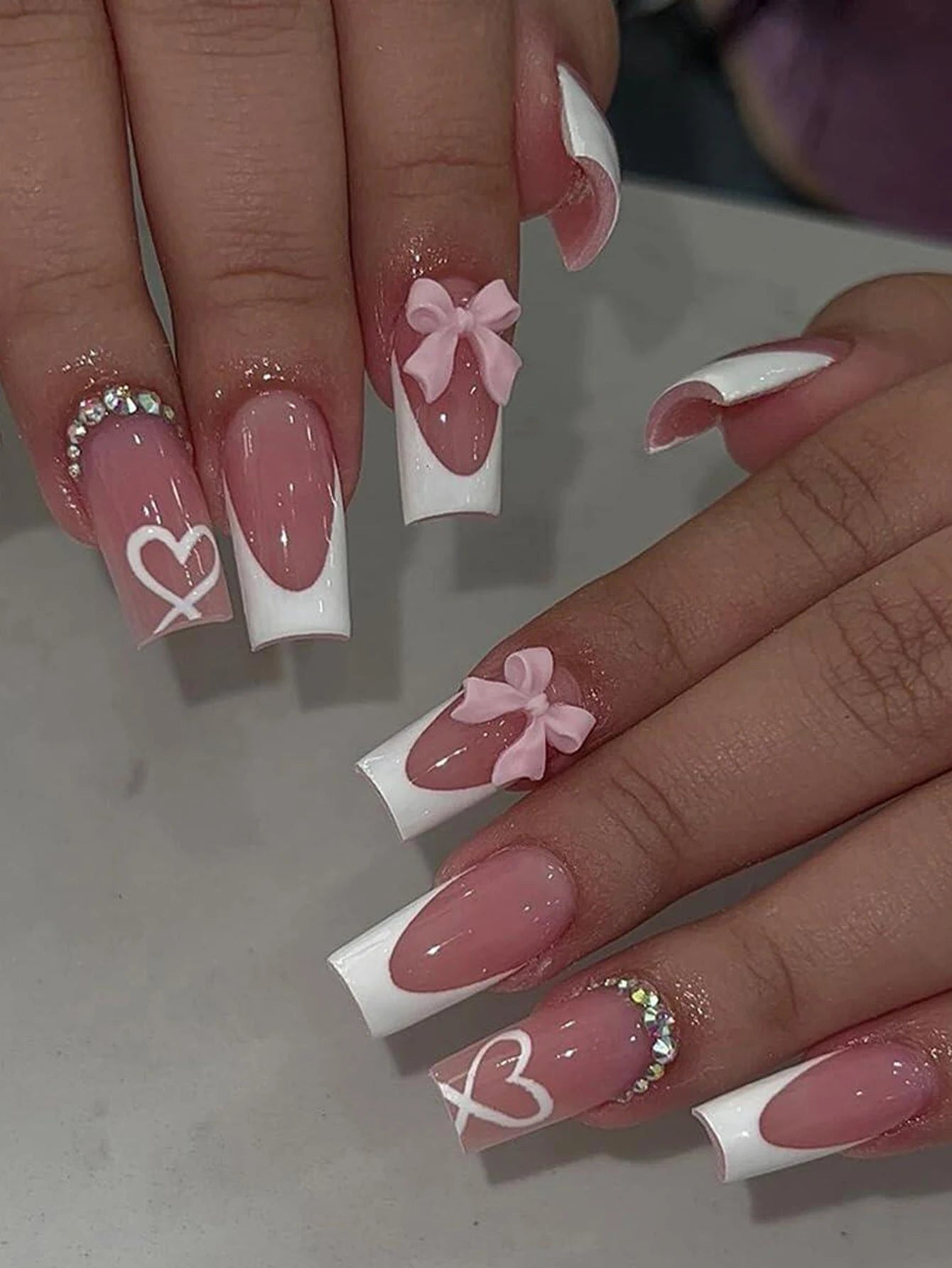 Novari Medium Nails Stiletto Pink French Trim