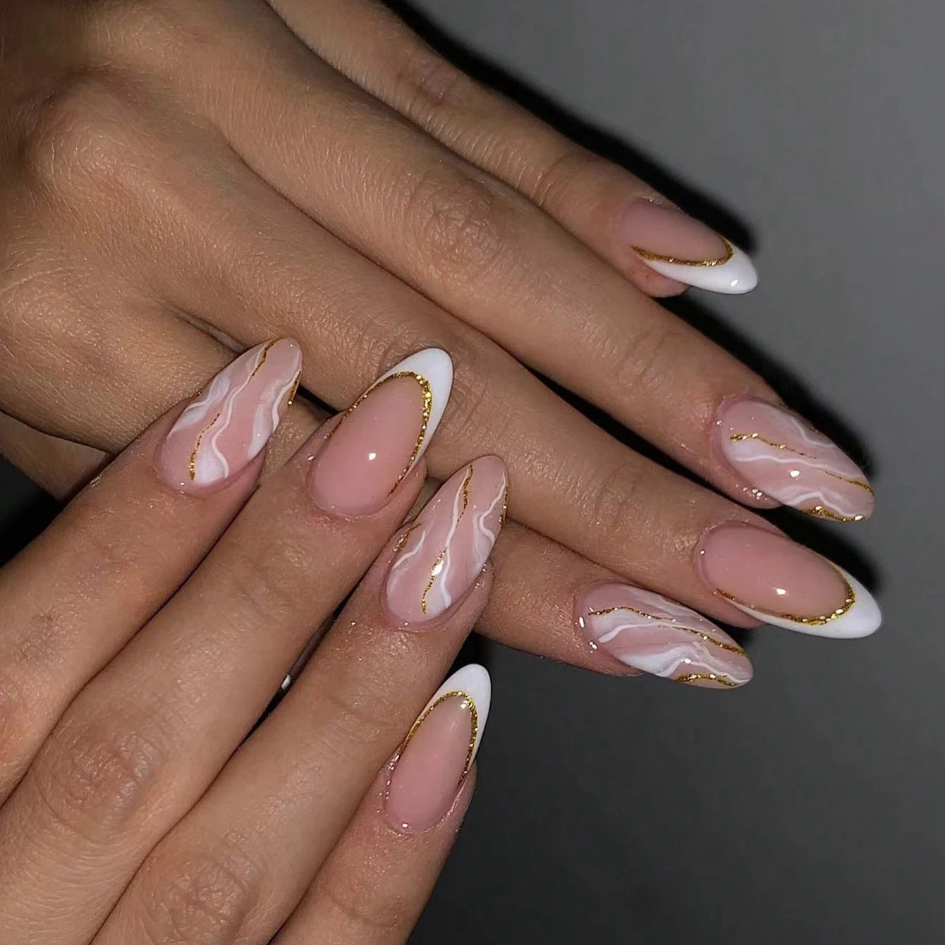 Novari Medium Nails Stiletto Pink French Trim