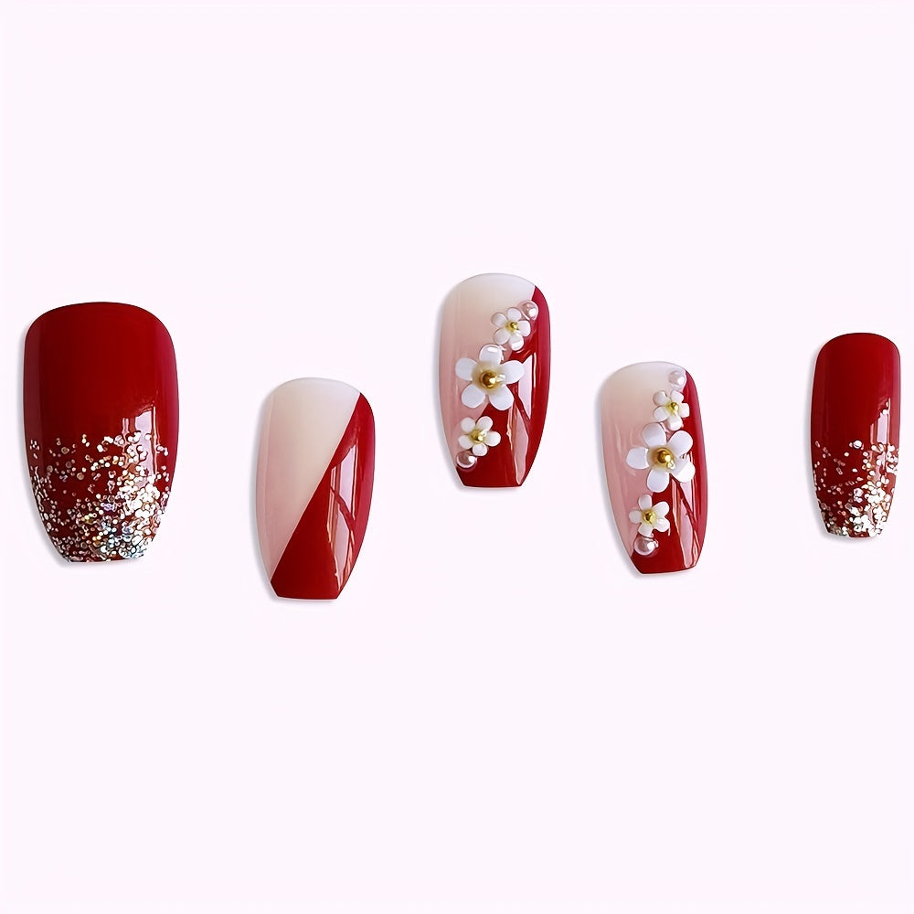 Novari Red Camellia French Nails