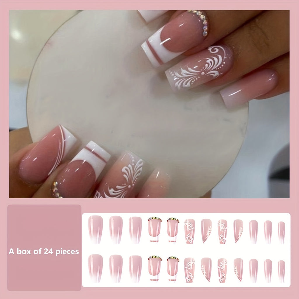 Novari Glossy White Flower and Rhinestone Design